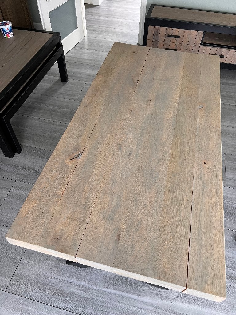 Massief eiken tafelblad 180x90 cm – 4 cm dik – opknapper, Huis en Inrichting, Ophalen, Gebruikt, 50 tot 100 cm, Vijf personen of meer