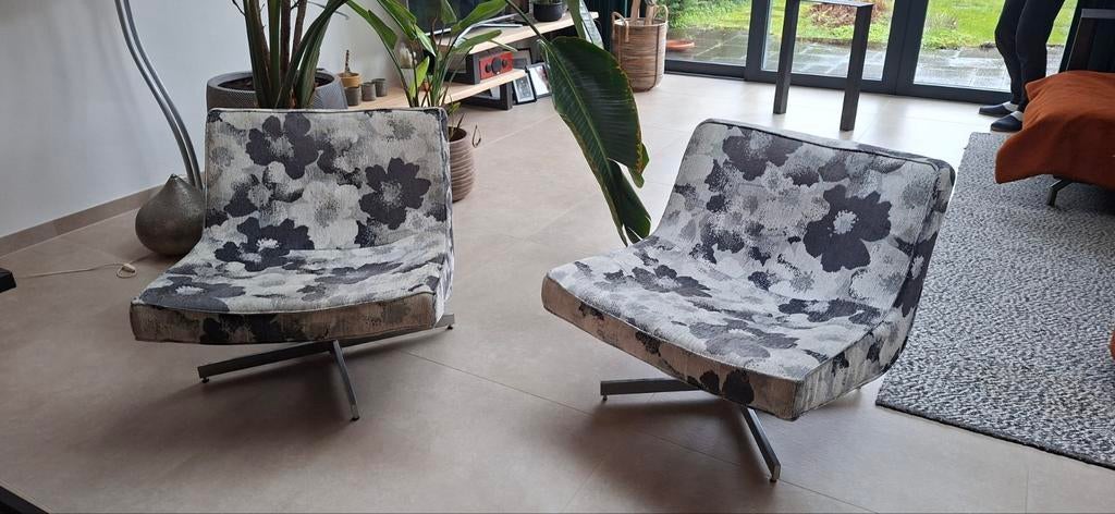 Harvink Editie Do fauteuil - zwart wit bloemenprint, Huis en Inrichting, Fauteuils, 50 tot 75 cm, 75 tot 100 cm, Ophalen