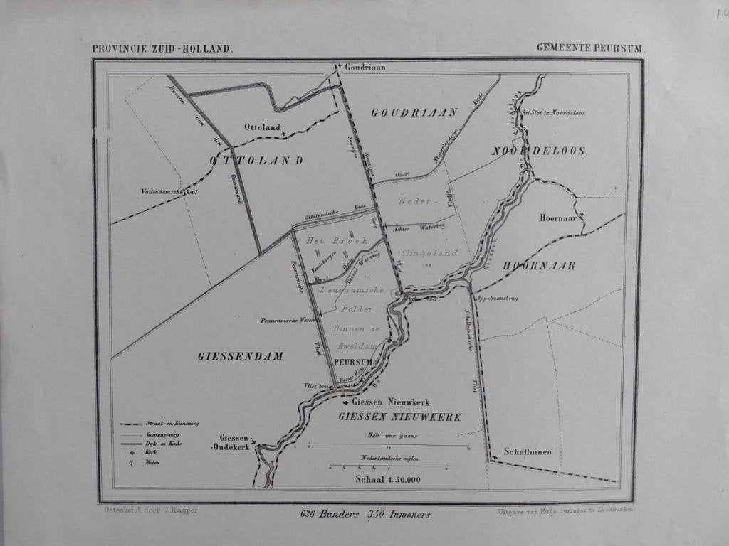 144 / Peursum Giessen Nieuwkerk Ottoland Hoornaar  J. Kuyper, Antiek en Kunst, Ophalen of Verzenden