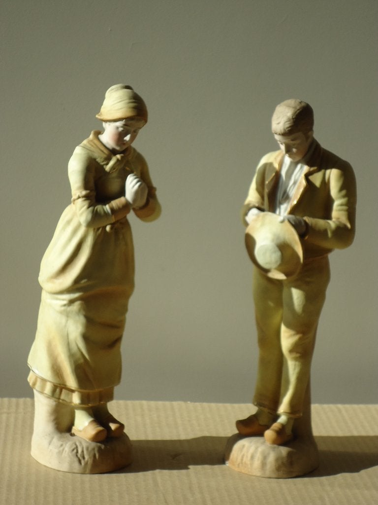 antiek paar angelus van MILLET biscuit porselein handbeschil, Antiek en Kunst, Ophalen of Verzenden