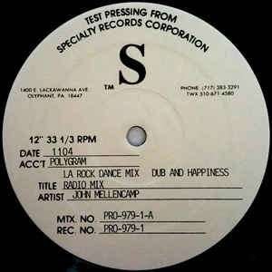 John Mellencamp 12" Promo/Test Pressing "Love & Hapiness", Cd's en Dvd's, Promo, Verzenden, Zo goed als nieuw, 12 inch