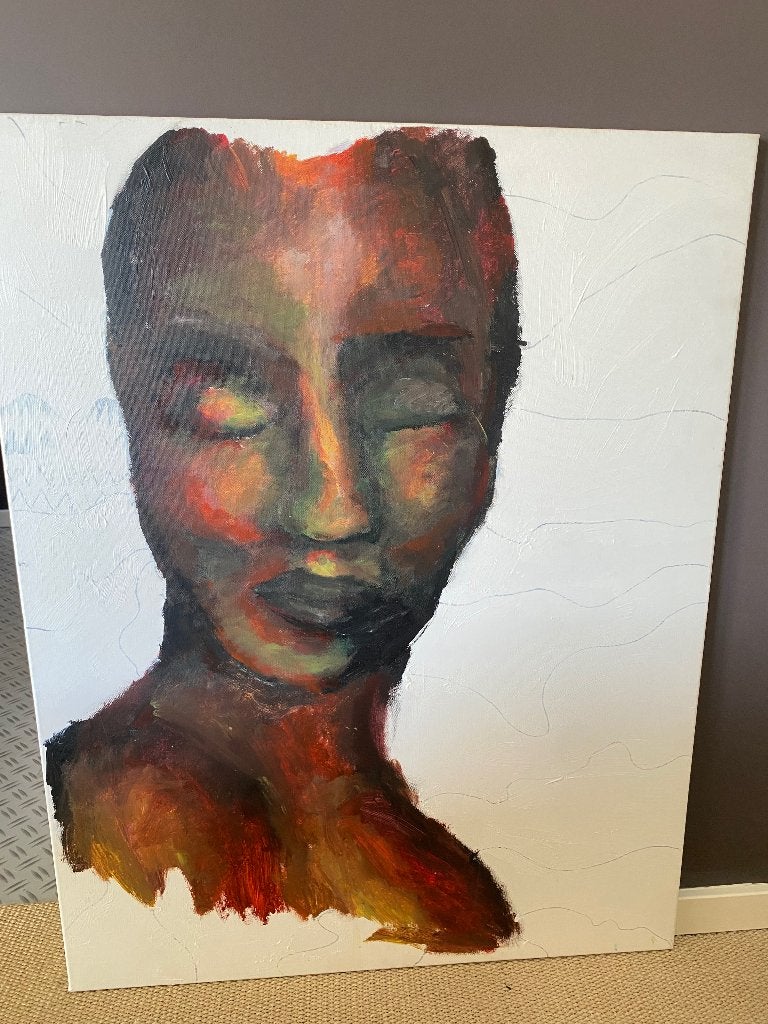 Portret, Antiek en Kunst, Kunst | Schilderijen | Klassiek, Ophalen, Acrylverf, Overige stijlen, Doek