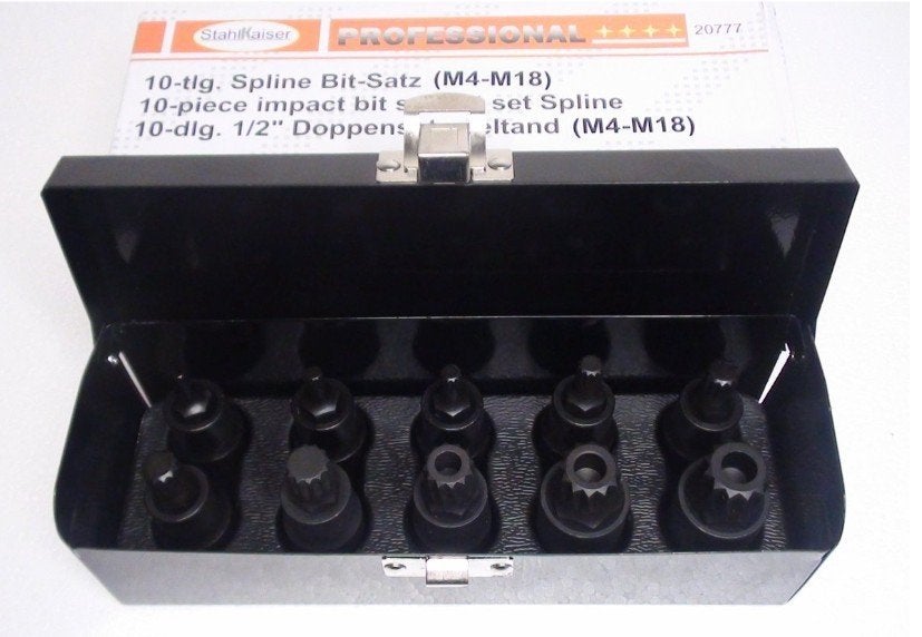 StahlKaiser veeltand spline kracht doppenset 1/2" 10 delig., Ophalen of Verzenden, Nieuw