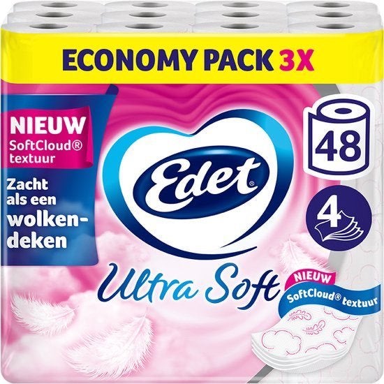 48 rollen Edet Ultra Soft Toiletpapier - 4-laags, Huis en Inrichting, Schoonmaakartikelen, Ophalen of Verzenden, Overige typen