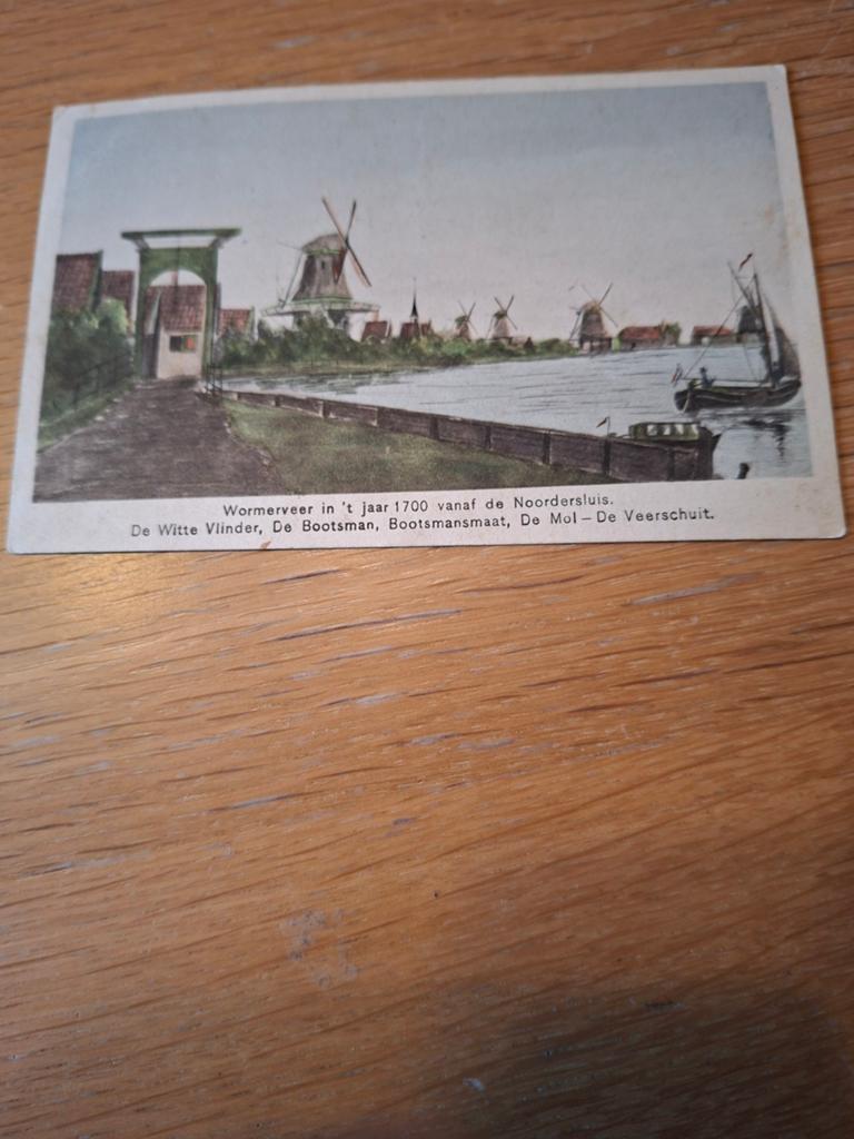 Oude ansichtkaart Wormerveer 1700, Noordersluis, Molens, Ophalen of Verzenden, 1920 tot 1940, Gelopen, Noord-Holland
