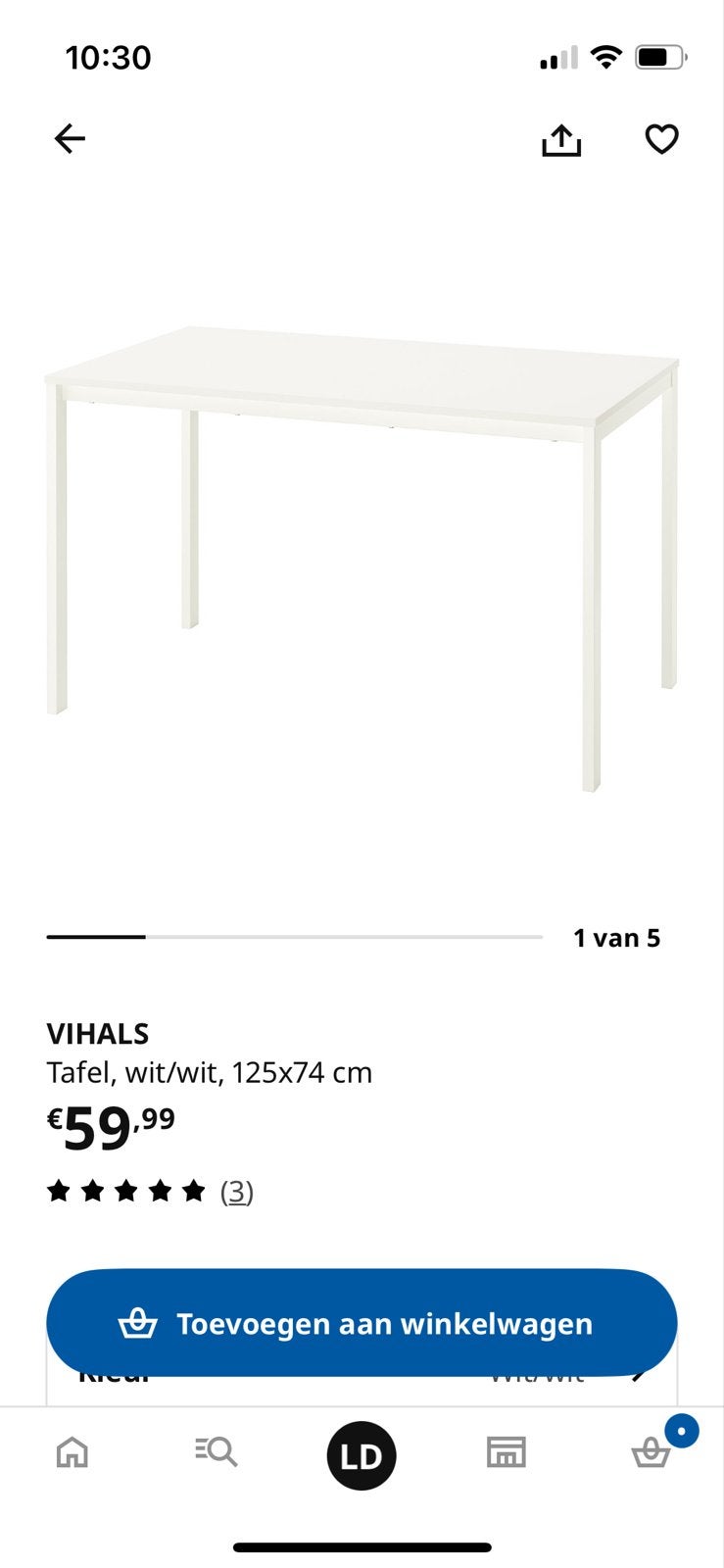 IKEA VIHALS Tafel/Bureau, Huis en Inrichting, Tafels | Eettafels, Ophalen, 100 tot 150 cm, 50 tot 100 cm, Zo goed als nieuw