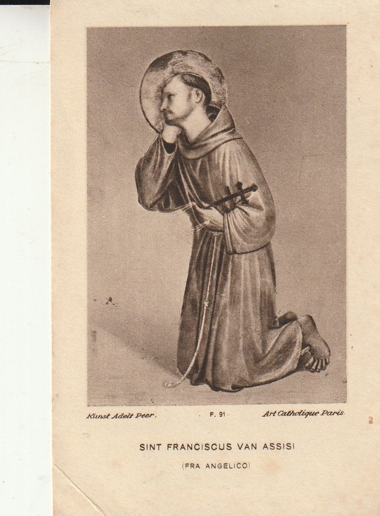 Prentje Sint Franciscus van Assisi - Grubbenvorst 1933, Ophalen of Verzenden, Gebruikt, Kaart of Prent, Christendom | Katholiek