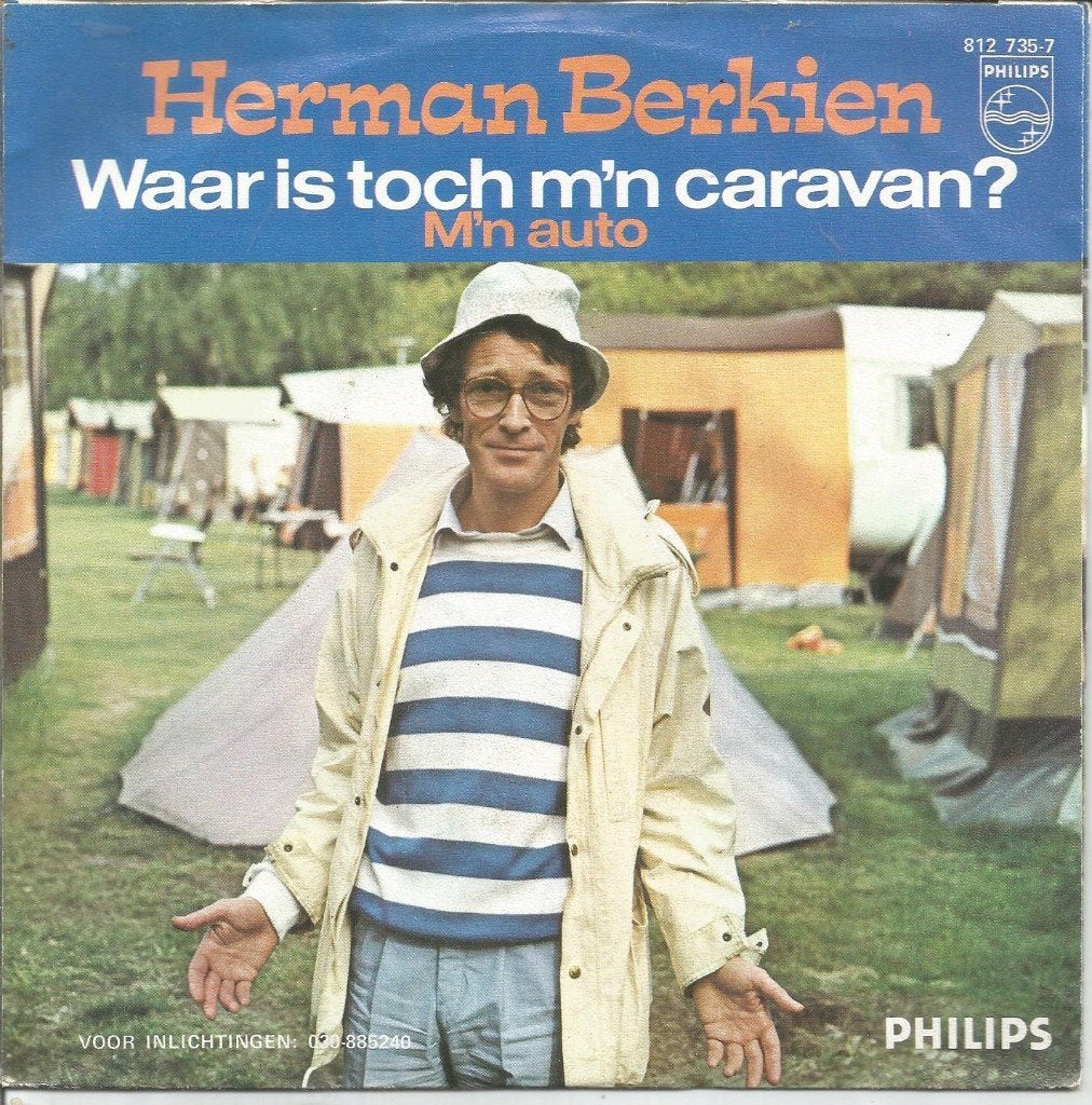 Herman Berkien – Waar Is Toch M'n Caravan? (1983), Cd's en Dvd's, Gebruikt, Fotohoes, 7 inch, Ophalen of Verzenden