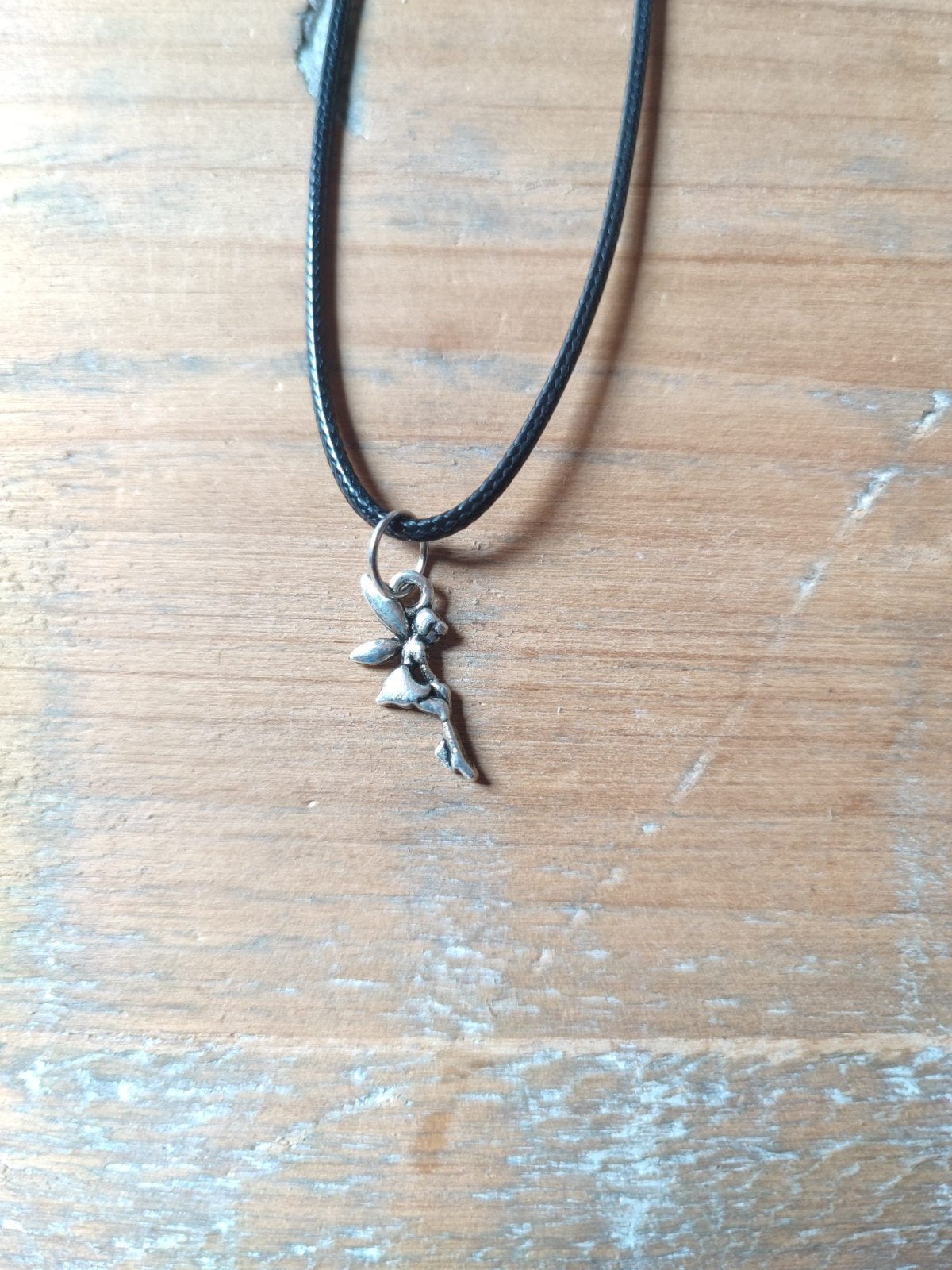 Nieuwe ketting met elfje hanger, Met hanger, Kunststof, Verzenden, Zwart