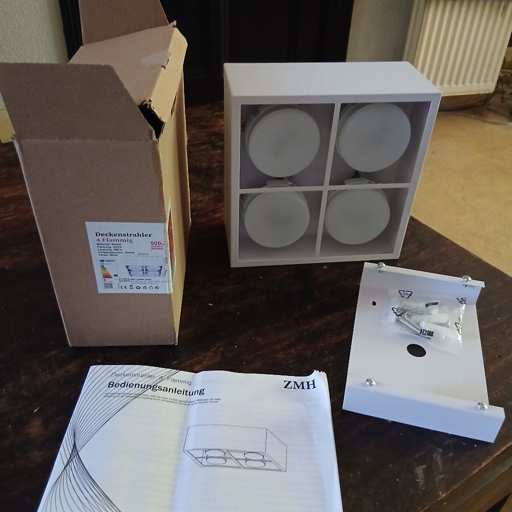 Plafondlamp voor 4 x GX53 5w LED lampen. Nieuw in doos, Modern, Nieuw, Ophalen of Verzenden, Wit
