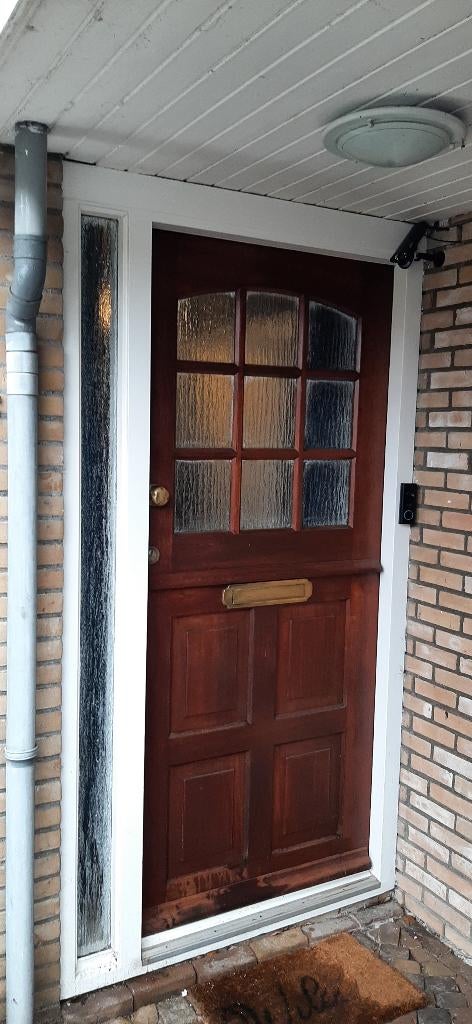 Te koop Hardhouten Buitendeur, Doe-het-zelf en Verbouw, Deuren en Horren, Ophalen, Gebruikt, 80 tot 100 cm, Buitendeur