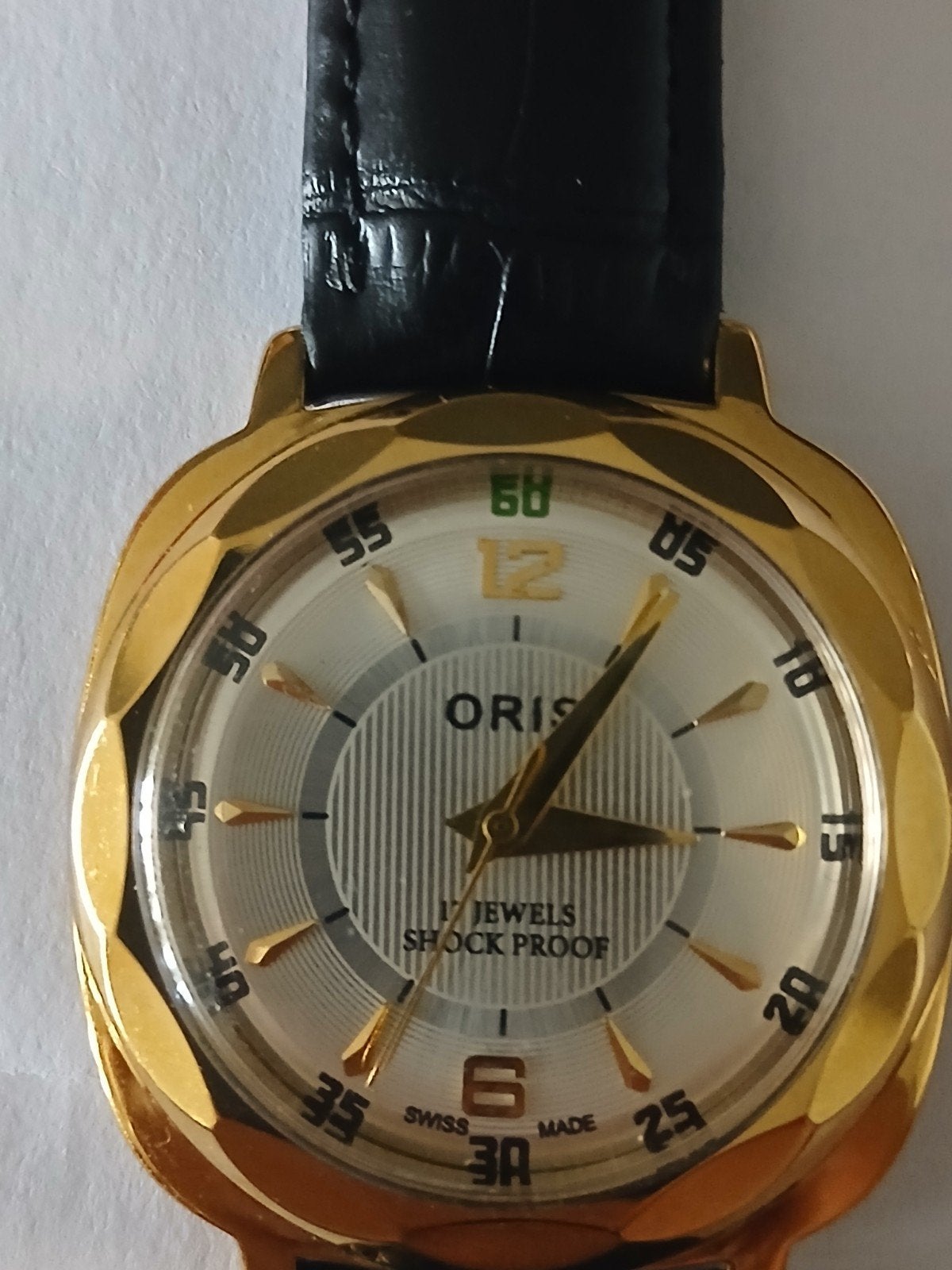 Oris 17 Jewels Schokbestendig Zwitsers AUTOMATISCH Handwind., Overige merken, Overige materialen, Leer, Polshorloge