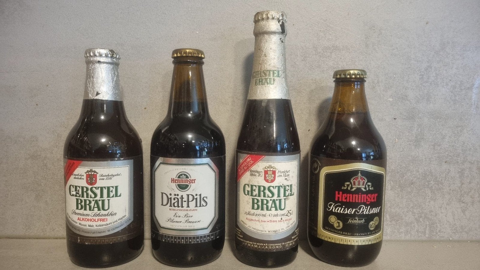 4x Henninger-Bräu, Frankfurt am Main - '91-'94, Ophalen of Verzenden, Zo goed als nieuw, Flesje(s), Overige merken