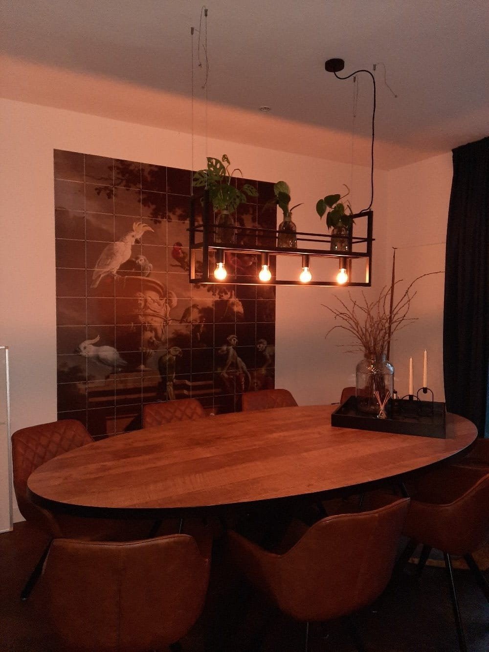 Industriële hanglamp met rek - Zwart metaal, Huis en Inrichting, Industrieel, Modern, Zo goed als nieuw, Metaal, E27 (groot)
