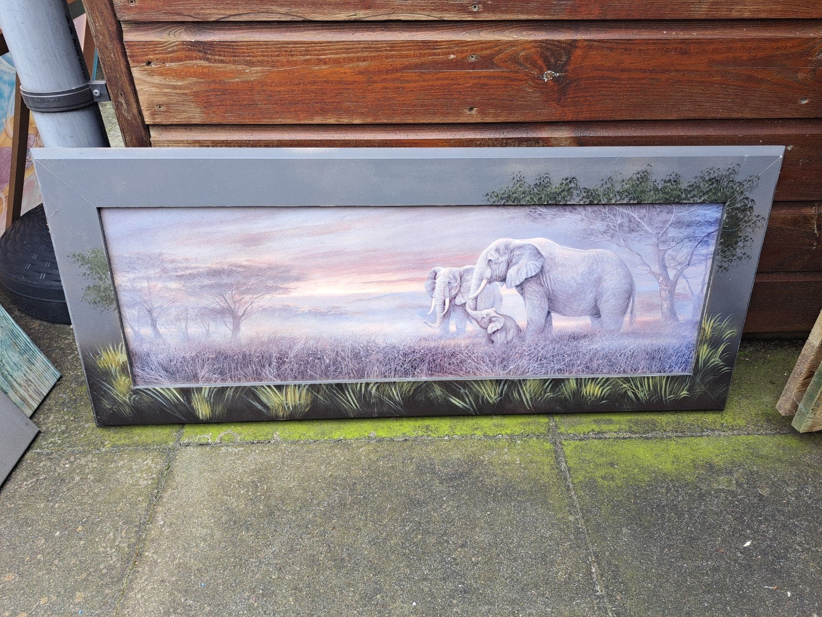 Schilderij Olifantenfamilie in de Savanne, Doek, Realistisch, Dieren, Ophalen of Verzenden