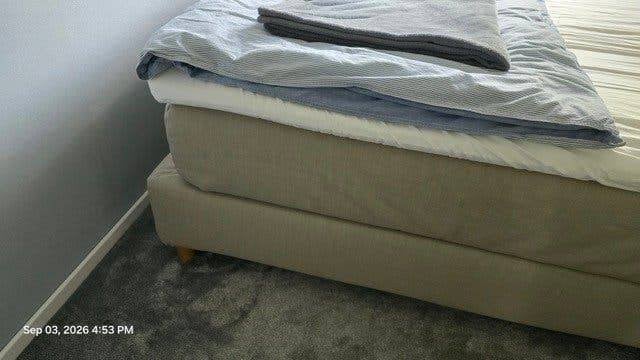 IKEA Bed 140x200 - Gestoffeerd, pocketveringmatras & topper, Ophalen, Gebruikt, Beige, Tweepersoons