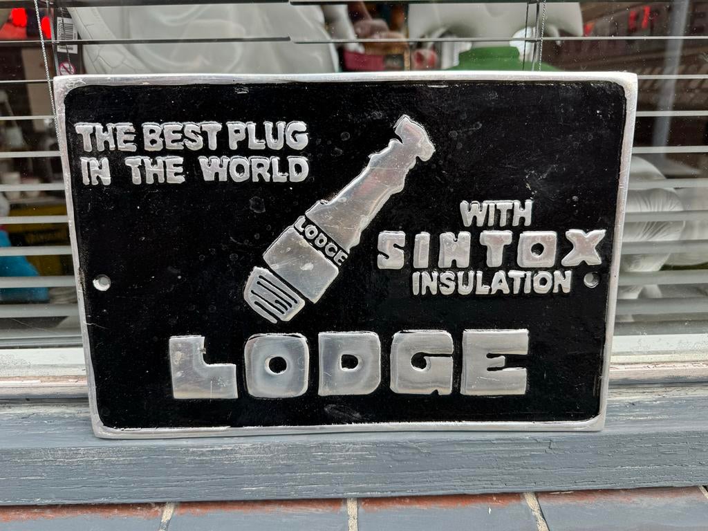 Vintage Lodge Bougie Reclamebord -beton Look, Verzamelen, Ophalen, Reclamebord, Gebruikt, .