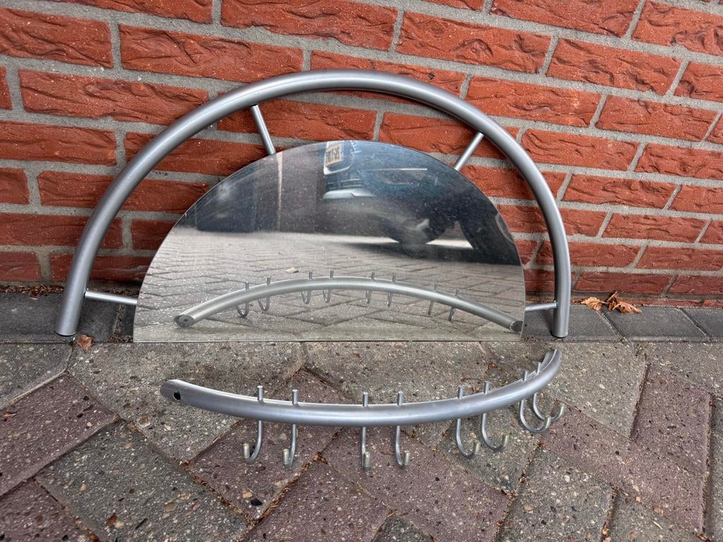 Kapstok met spiegel - Halmeubel, Huis en Inrichting, Woonaccessoires | Spiegels, Gebruikt, 75 tot 100 cm, Minder dan 100 cm, Overige vormen