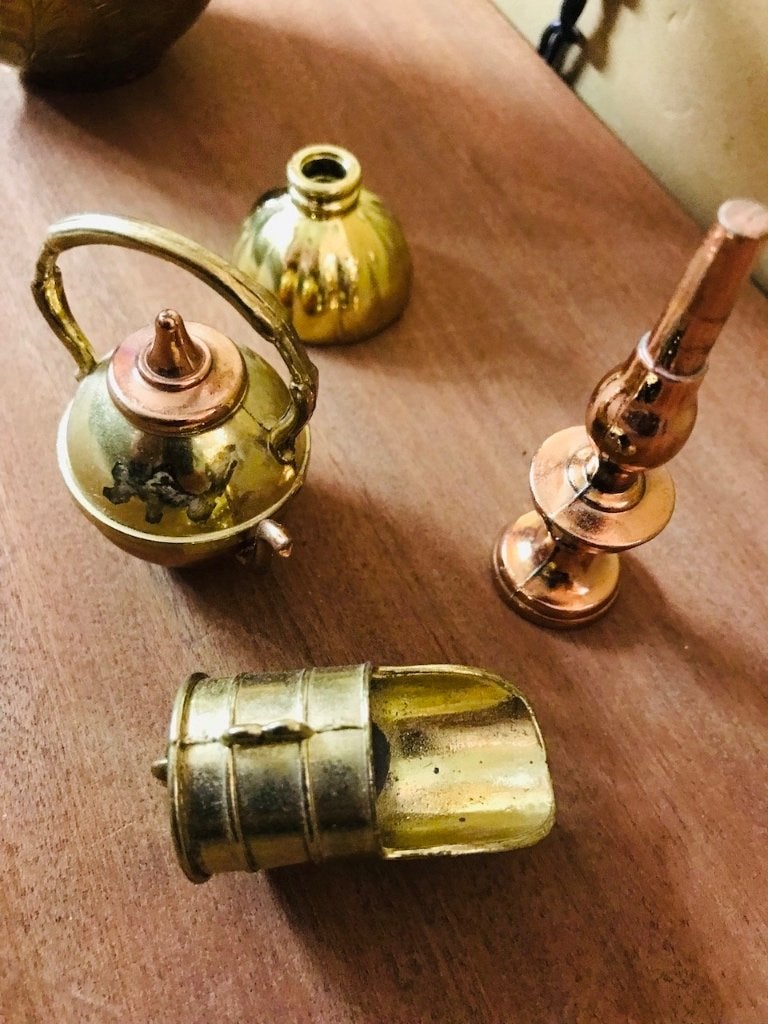 Miniatuur koperen en messing decoratieve objecten, Metaal, Vintage, Decoratieobject, Ophalen of Verzenden