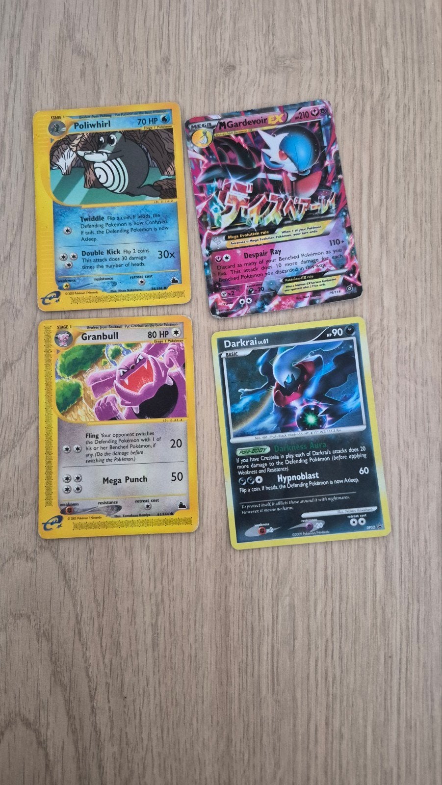 Pokémon kaarten: Poliwhirl, Gardevoir EX, Granbull, Darkrai, Ophalen of Verzenden, Gebruikt, Meerdere kaarten