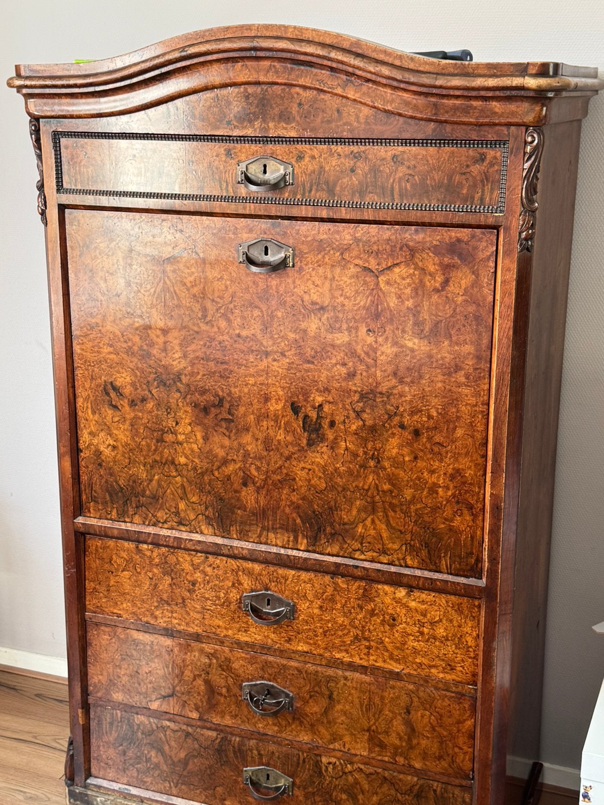 Wortelnoten Secretaire à Abattant (ca. 1845), Ophalen of Verzenden, Gebruikt, Overgangsperiode van Biedermeier naar de Louis Philippe-stijl