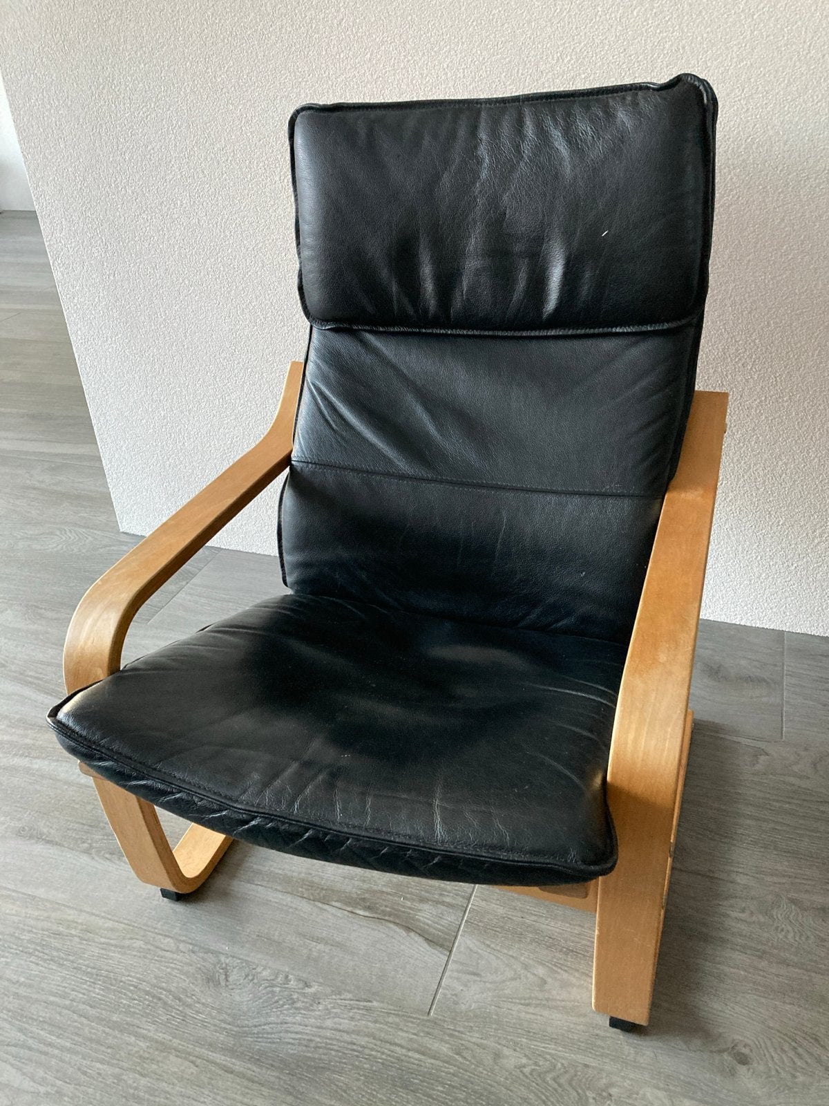 Ikea Poang zwart leren kussen, Ophalen, Gebruikt, Zwart, Leer
