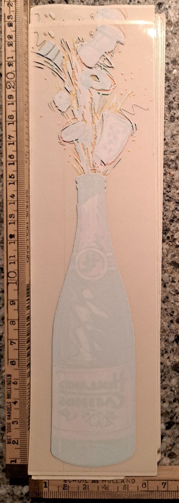 Vintage sticker Holland Casino raamsticker fles champagne, Ophalen of Verzenden, Zo goed als nieuw