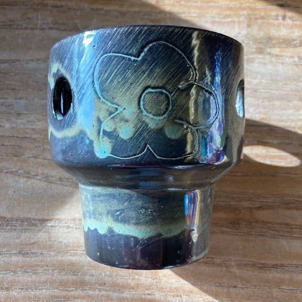 Vintage Henk Potters kandelaar keramiek aardewerk groen, Ophalen of Verzenden