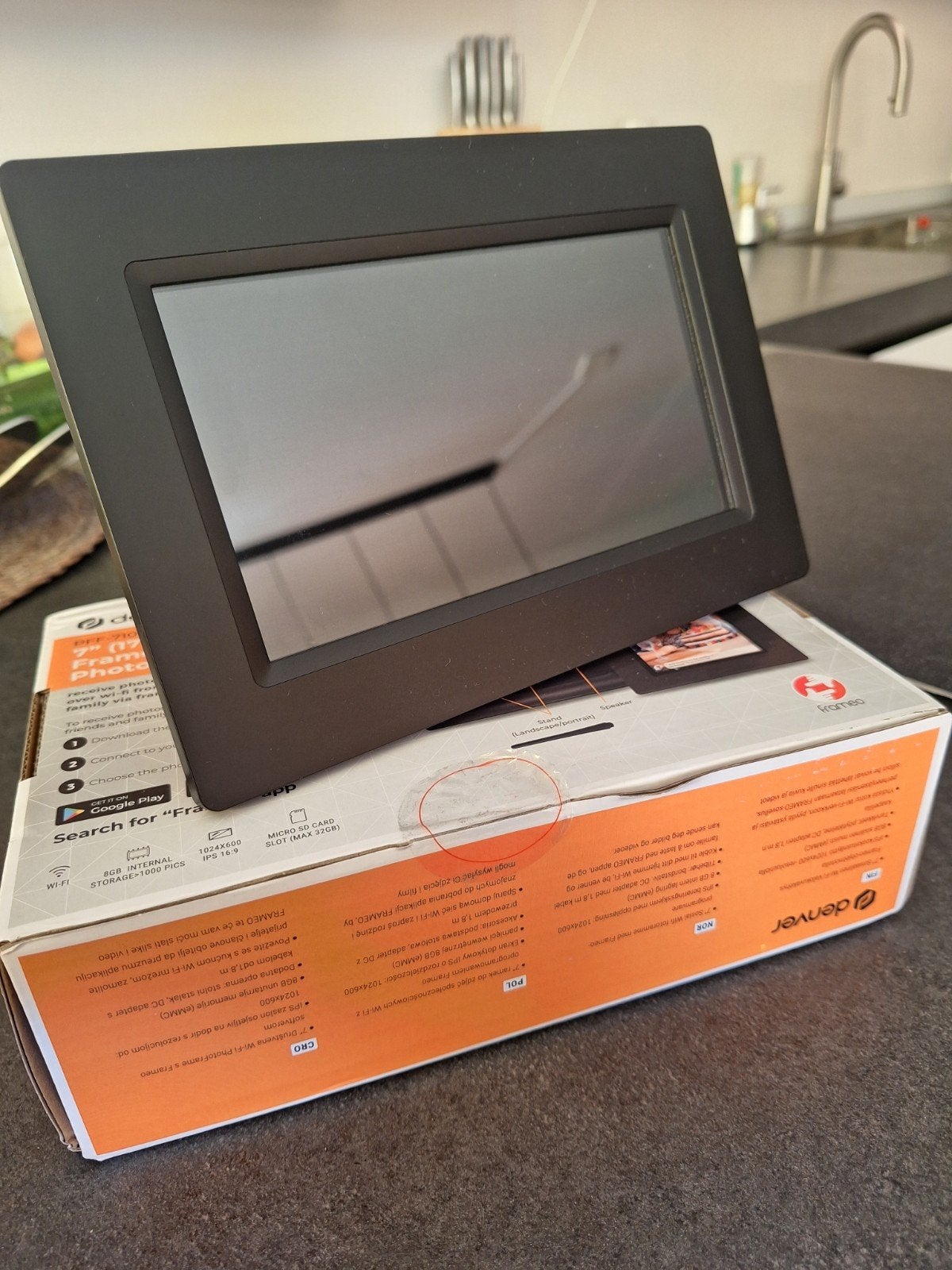 Denver  PFF-710BLACK – 7 inch digitale fotolijst Frameo, Denver, Touchscreen, Nieuw, Ophalen of Verzenden