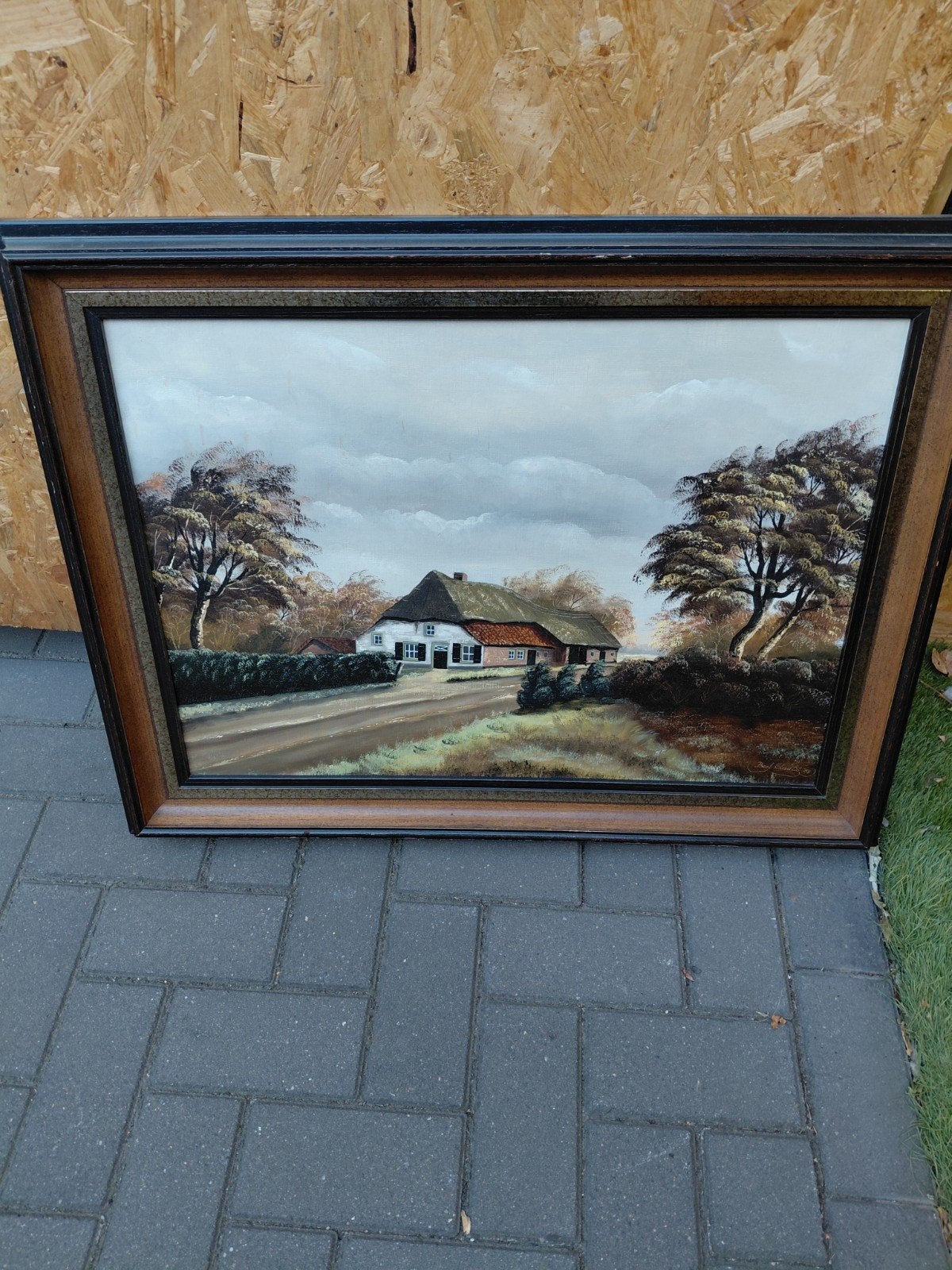 Schilderij Bert slaats '85 - Boerderij in landschap, Antiek en Kunst, Kunst | Schilderijen | Klassiek, Ophalen