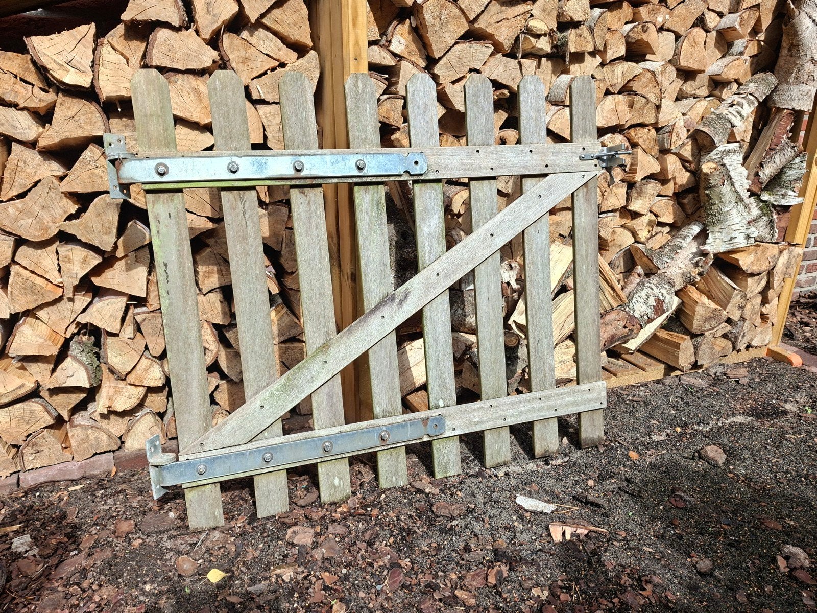 Hardhouten tuinhekje - Gebruikt maar nog in goede staat!, Ophalen, Gebruikt, Hout, Tuinhek