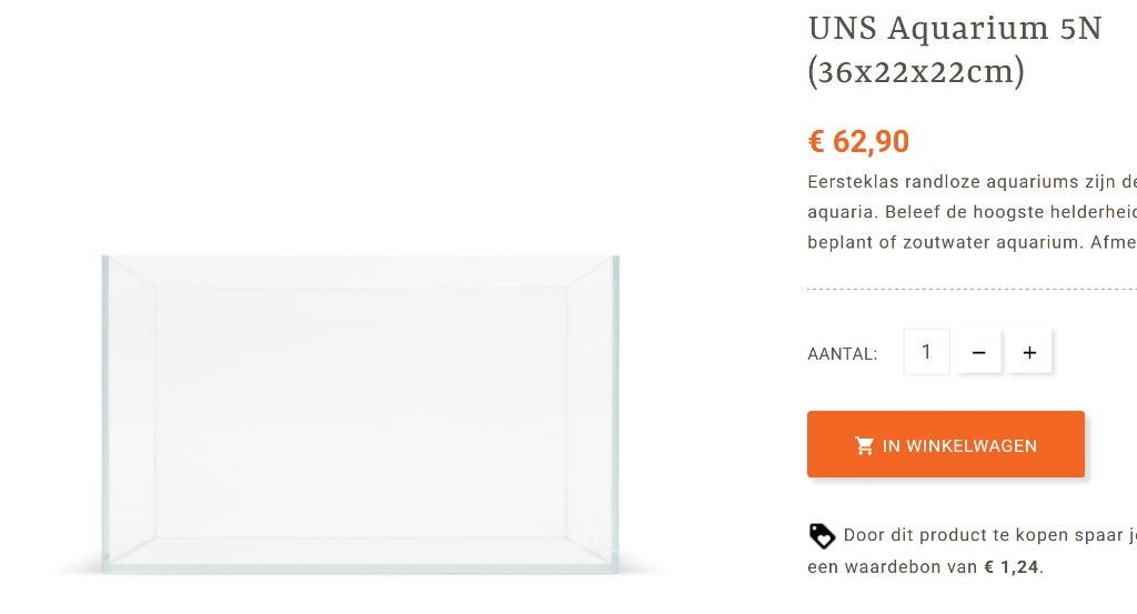 UNS Aquarium 5N (36x22x22cm) Nieuw in verpakking, Ophalen, Nieuw, Leeg aquarium
