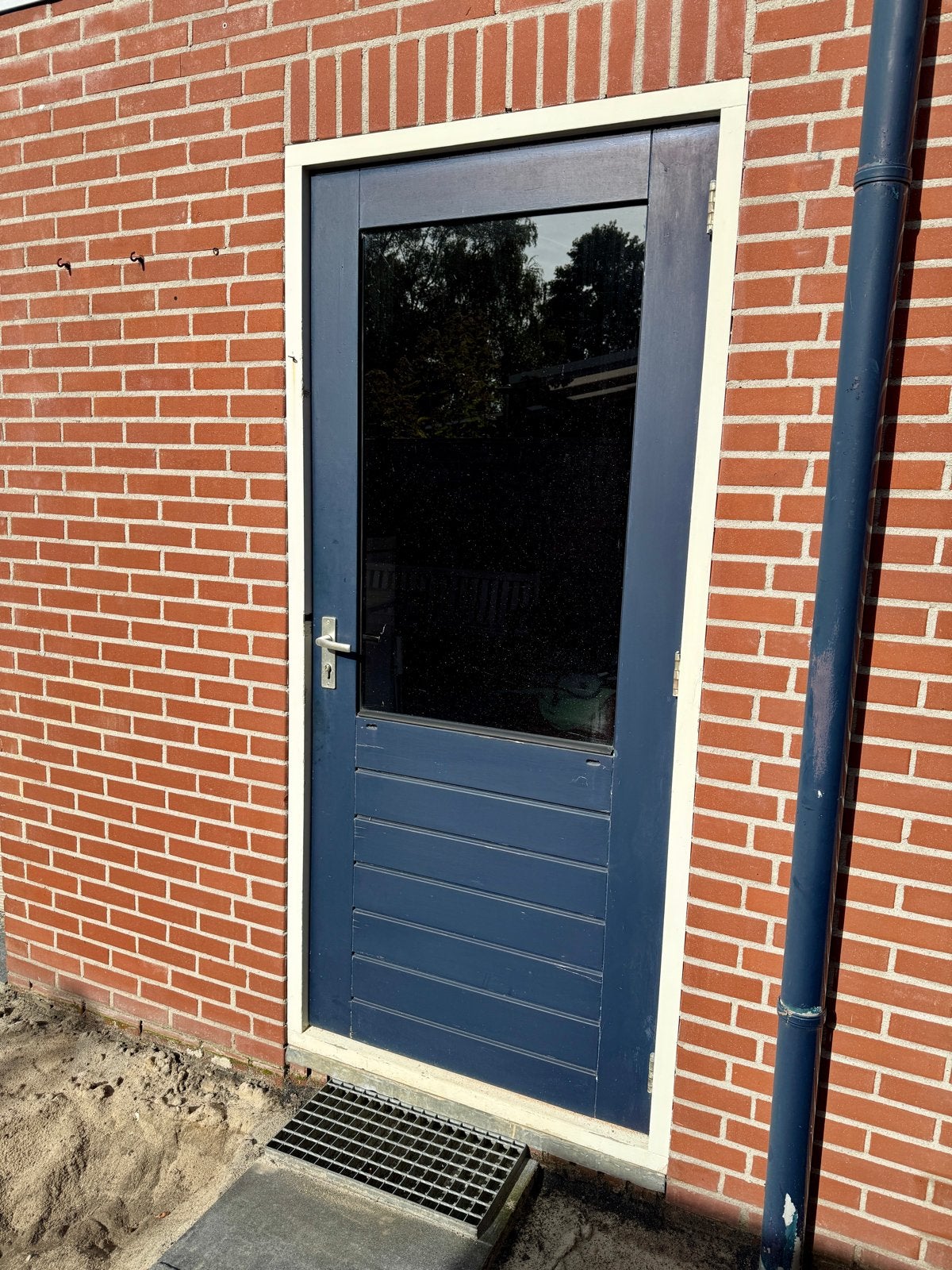 Garagedeur/schuurdeur met kozijn en enkel glas, Ophalen, Gebruikt, 80 tot 100 cm, 215 cm of meer