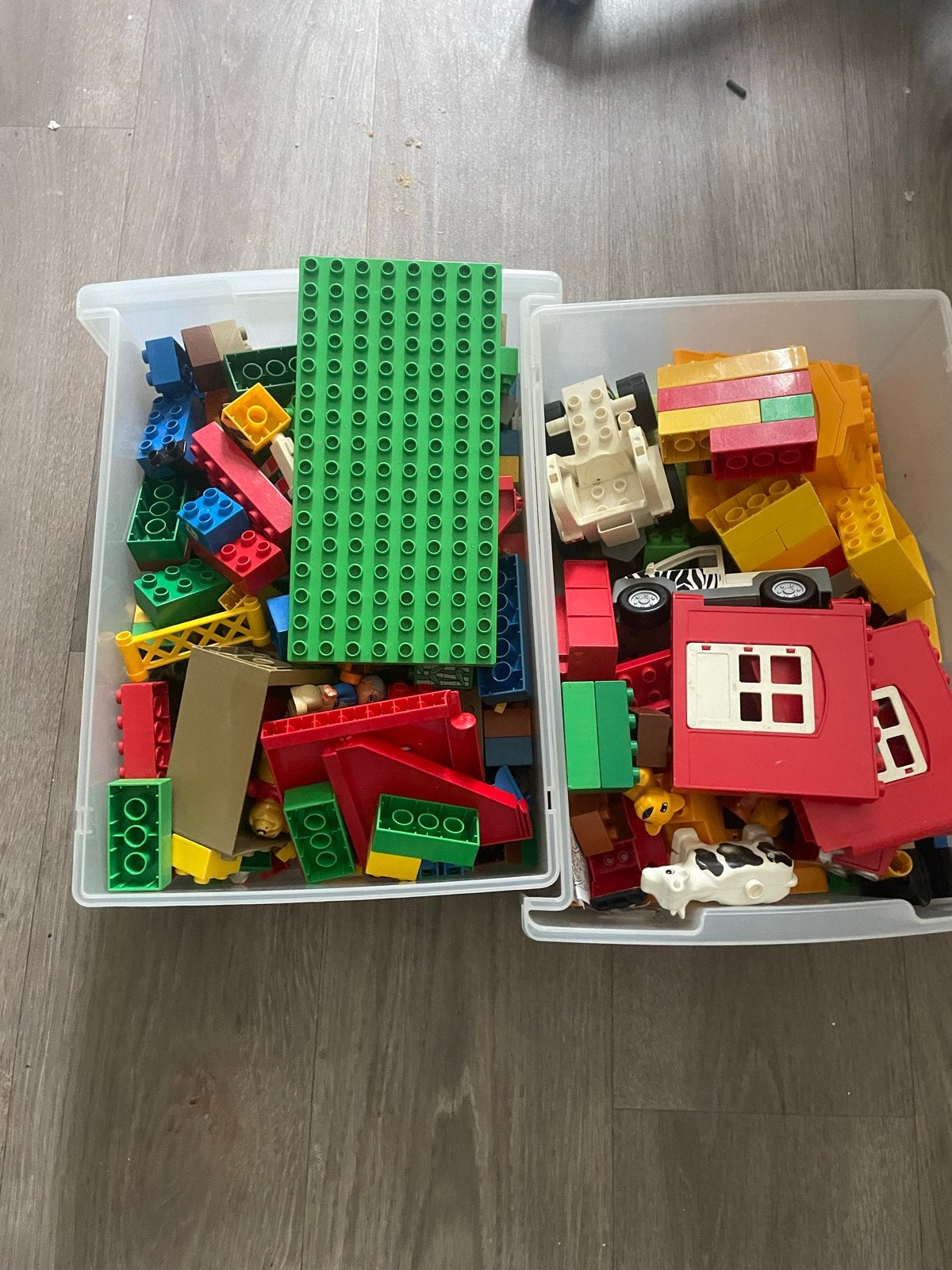 Grote partij Duplo bouwstenen met grondplaat en dieren, Ophalen, Gebruikt, Duplo, Inclusief accessoires