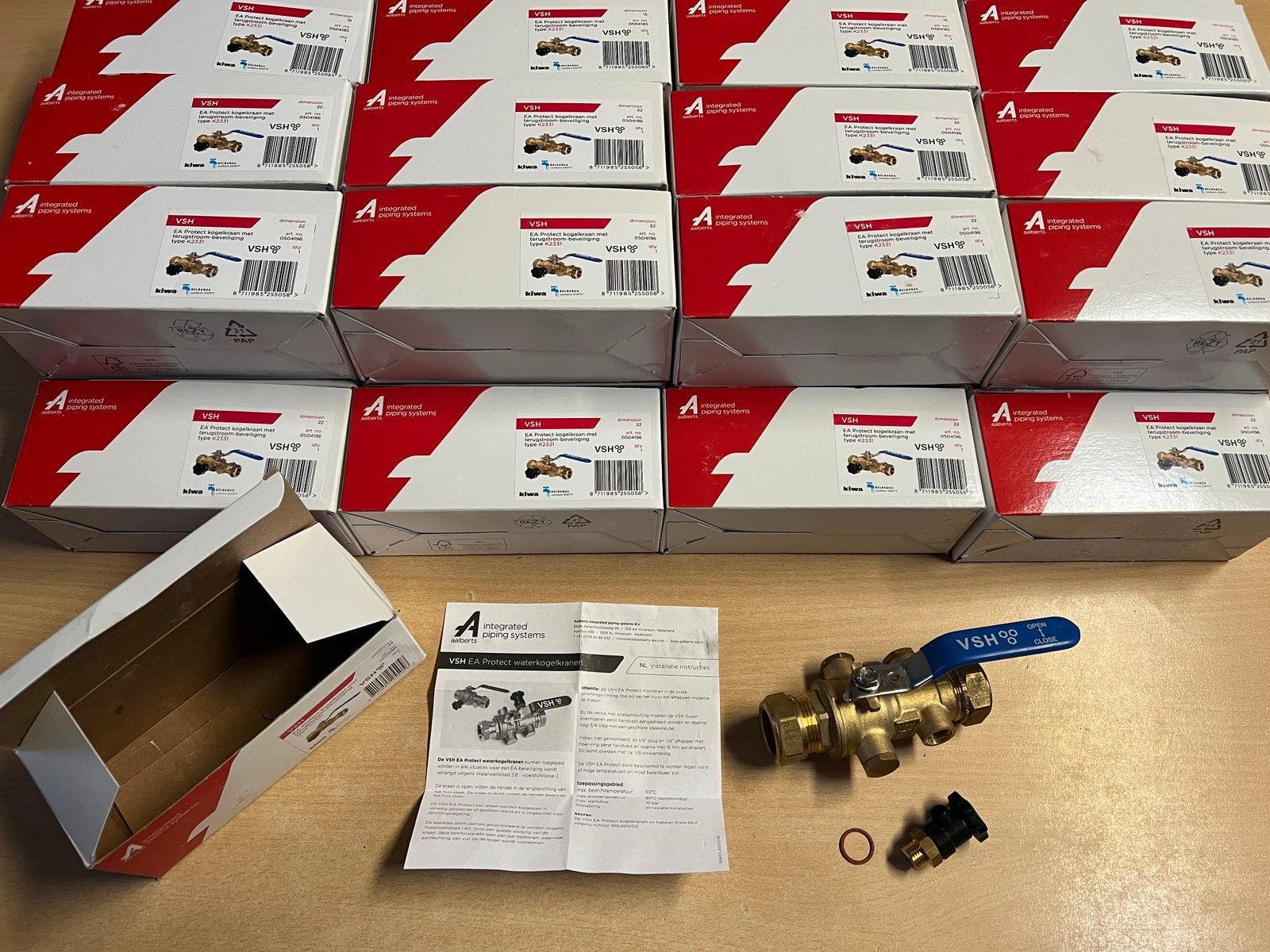 VSH Super kogelstopkraan met EA-keerklep en aftaper 22 mm, Ophalen of Verzenden, Nieuw, Koper, Kraan