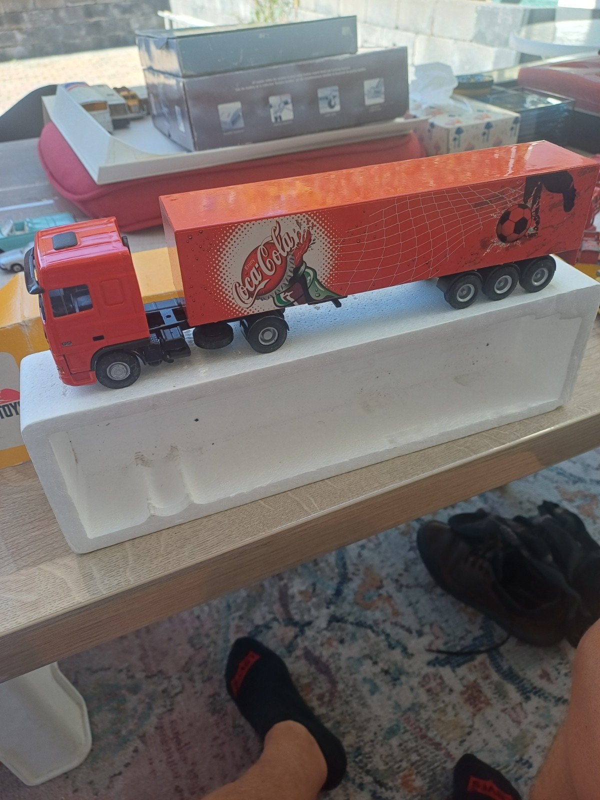 Lion Toys Coca Cola Truck - DAF 95XF met trailer, Overige merken, Gebruikt, 1:32 tot 1:50, Ophalen of Verzenden