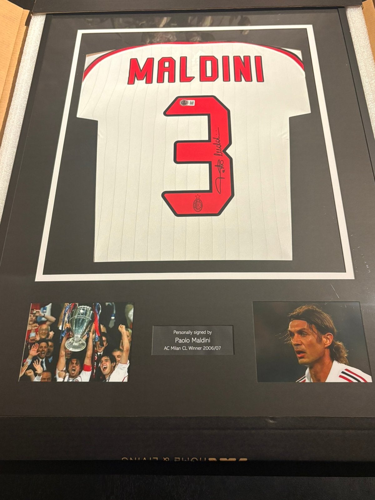 Paolo Maldini AC Milan 2006/07 gesigneerd shirt Beckett, Ophalen of Verzenden, Zo goed als nieuw, Buitenlandse clubs, Shirt