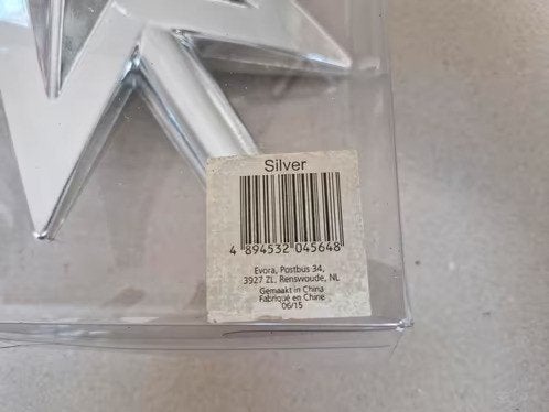 Silver ster piek 25cm h, Diversen, Kerst, Evora, Onbekend, Ophalen of Verzenden, Zo goed als nieuw