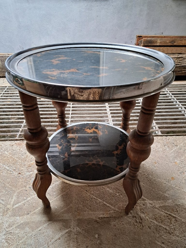 Bijzettafel, Minder dan 55 cm, Metaal of Aluminium, Rond, Ophalen
