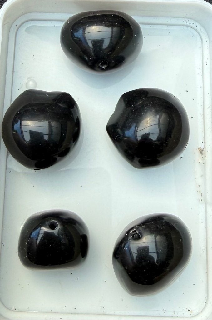 5 stuks grote Glazen Kralen Glanzend Zwart Rond 30 mm, Ophalen of Verzenden, Nieuw, Kraal