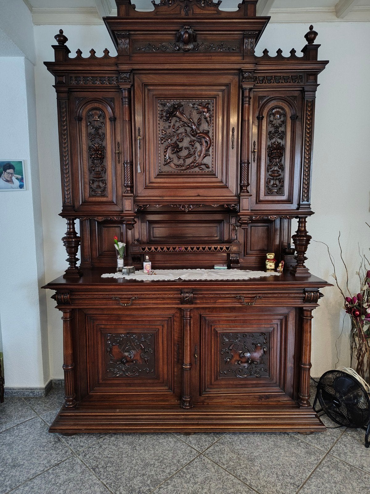 Prachtige Antieke Jachtkast - Eikenhout, Rijkelijk Bewerkt, Antiek en Kunst, Ophalen of Verzenden