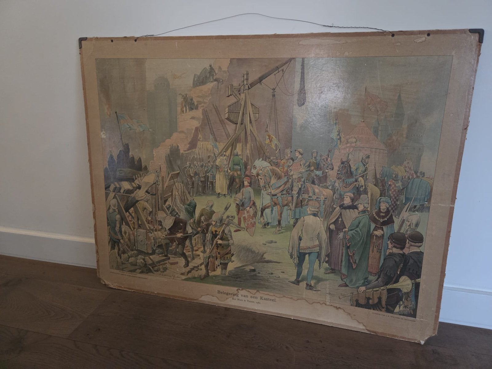 Schoolplaat J.B. Wolters, Belegering van een kasteel, Antiek en Kunst, Kunst | Schilderijen | Klassiek, Ophalen