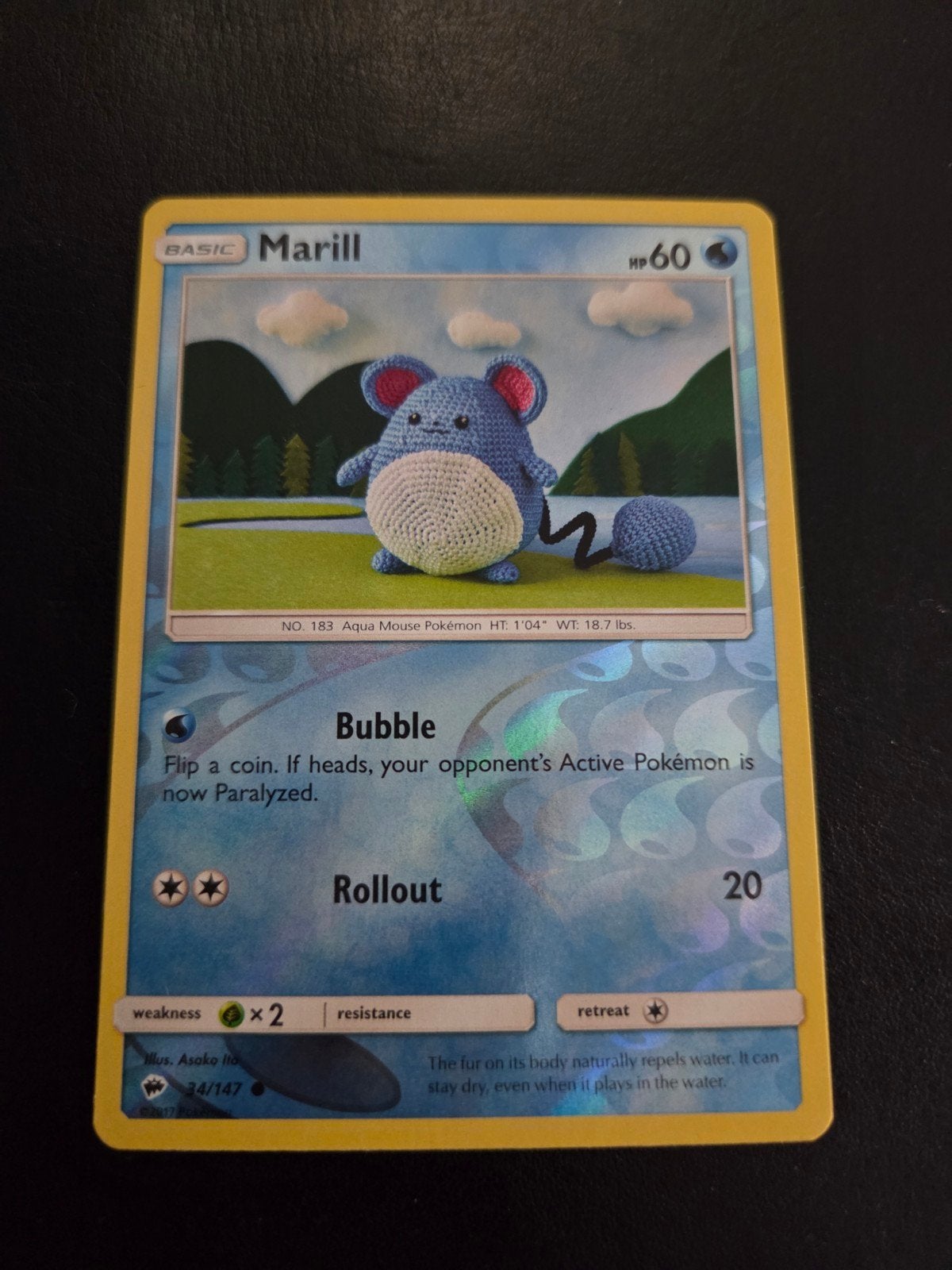 Marill Pokémon Kaart - Holo - 14/147, Ophalen of Verzenden, Zo goed als nieuw, Losse kaart, Foil