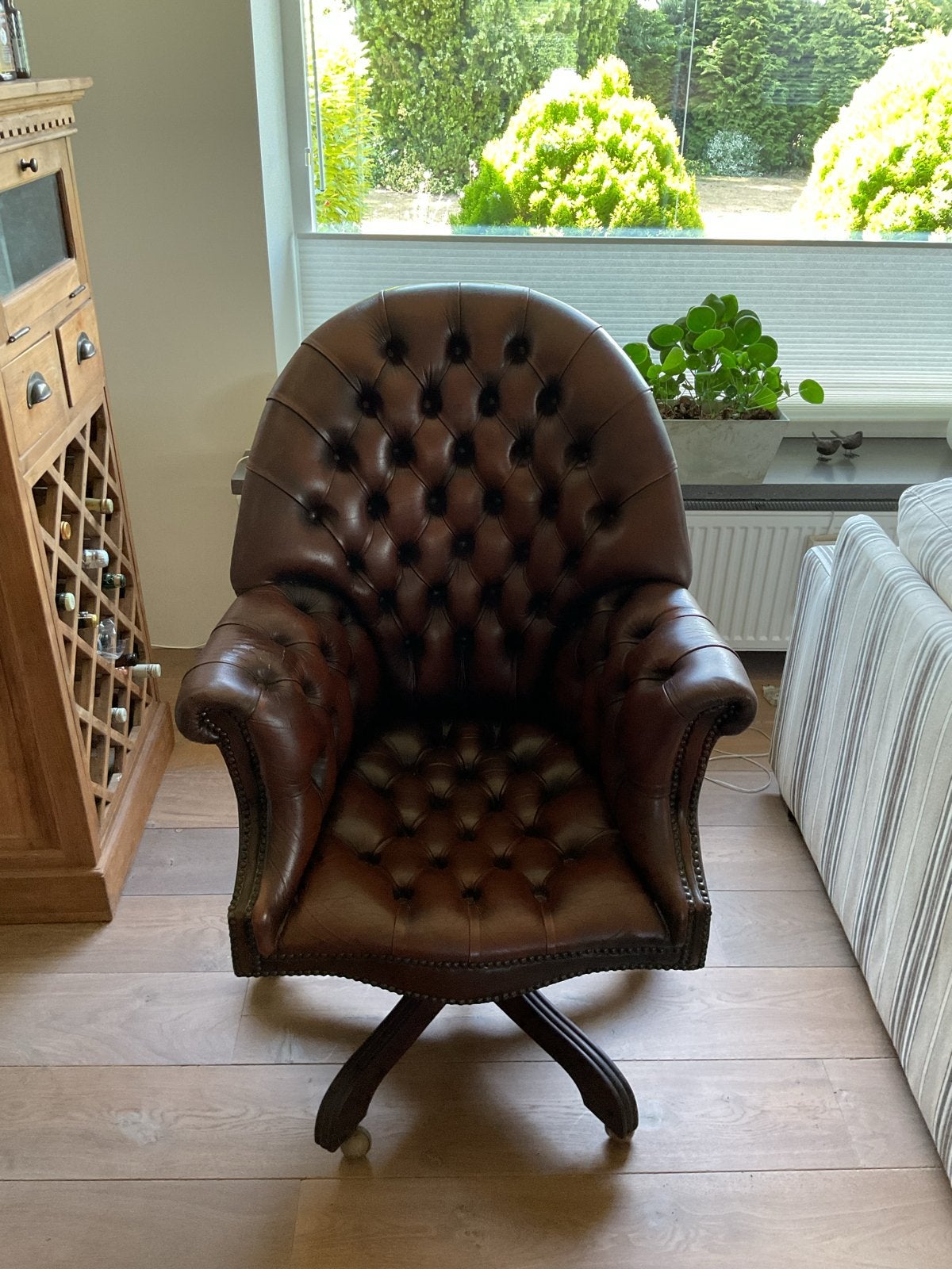 Antieke Chesterfield Bureaustoel - bruin Leder, Ophalen