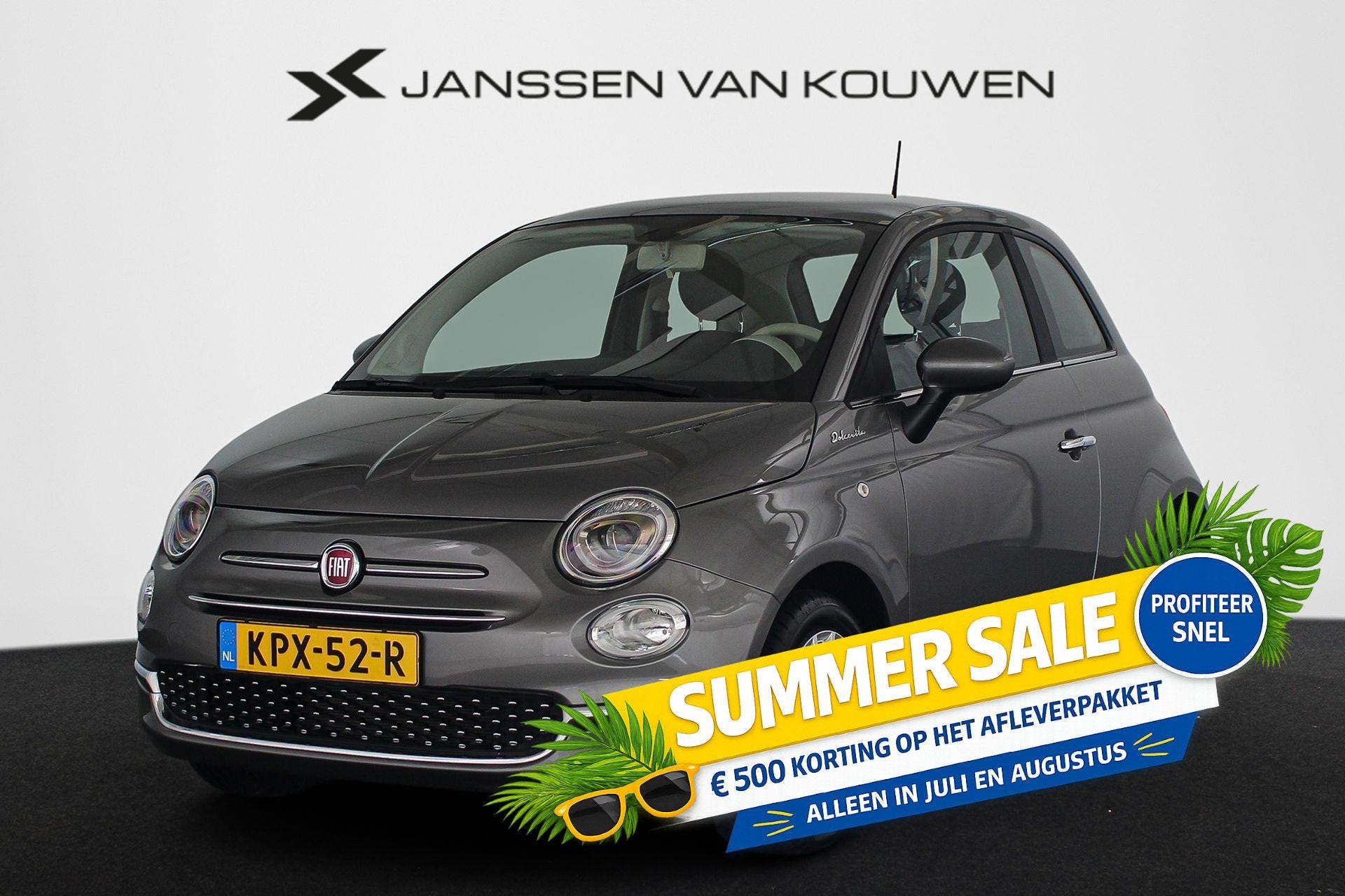 Fiat 500 1.0 Hybrid Dolcevita Panoramadak Apple CarPlay, Stof, Gebruikt, Euro 6, 4 stoelen