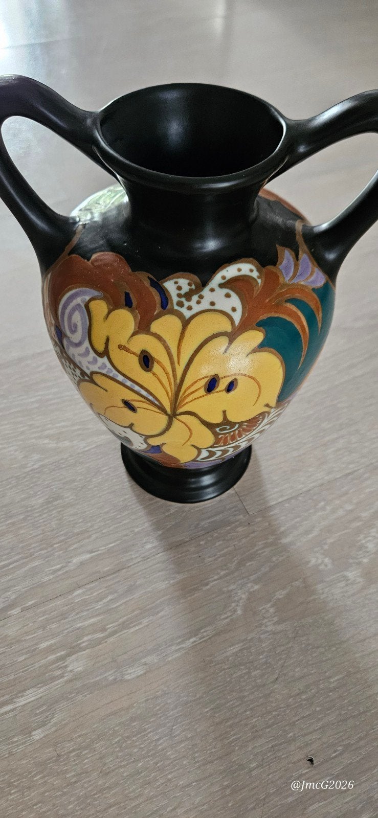 Vintage Elka Art Deco vaas met bloemmotief, Ophalen