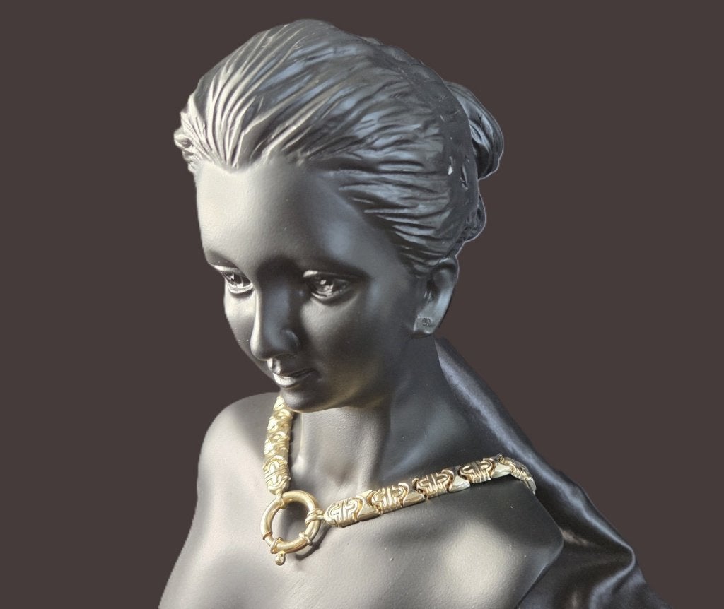 Gouden vintage bi-color schakel ketting/collier. 2026/72., ., Ophalen of Verzenden, Zo goed als nieuw, .