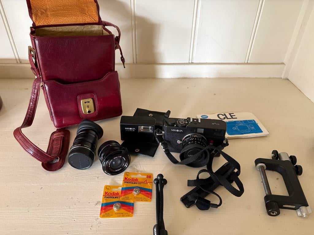 Minolta CLE camera met accessoires, Ophalen of Verzenden, Gebruikt, Compact, Minolta