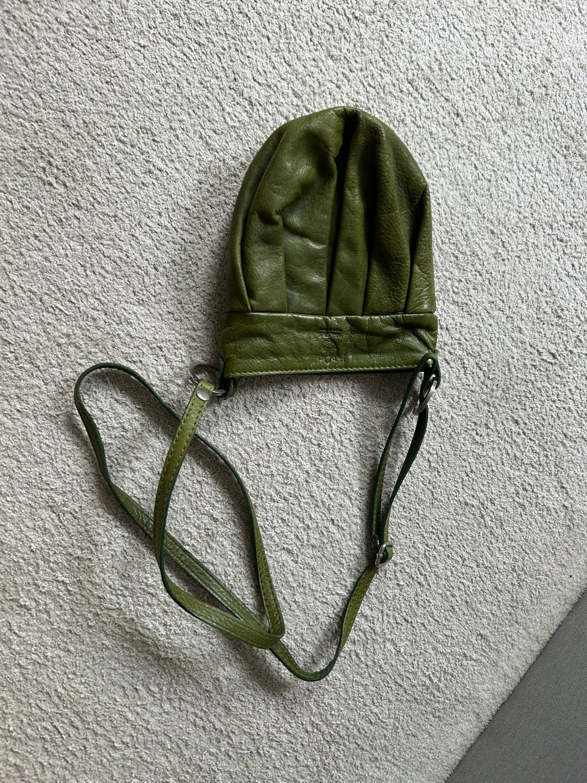 Vintage groene leren schoudertas Vera Pelle, Ophalen, Gebruikt, Groen, Schoudertasje