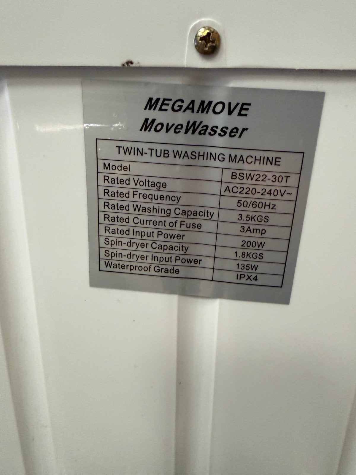 Compacte Megamove MoveWasser Twin-Tub Wasmachine 3.5KG, Witgoed en Apparatuur, Wasmachines, Ophalen, Minder dan 85 cm, Minder dan 4 kg